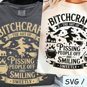 Halloween design — “Bitchcraft” sarcastic SVG for funny shirts, mugs, and posters